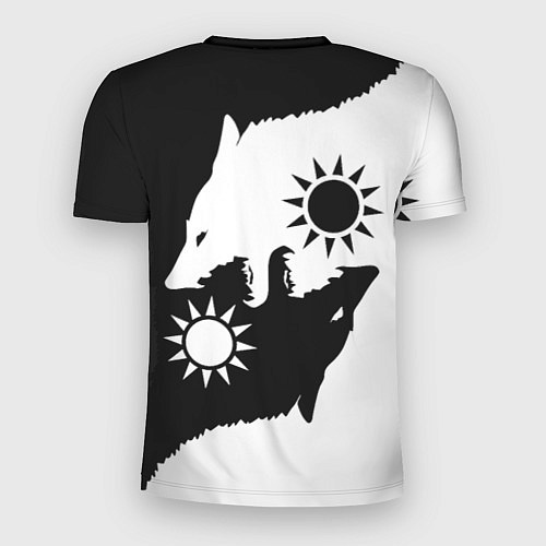 Мужская спорт-футболка Волки инь янь черный и белый / 3D-принт – фото 2