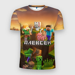 Футболка спортивная мужская Алексей Minecraft, цвет: 3D-принт