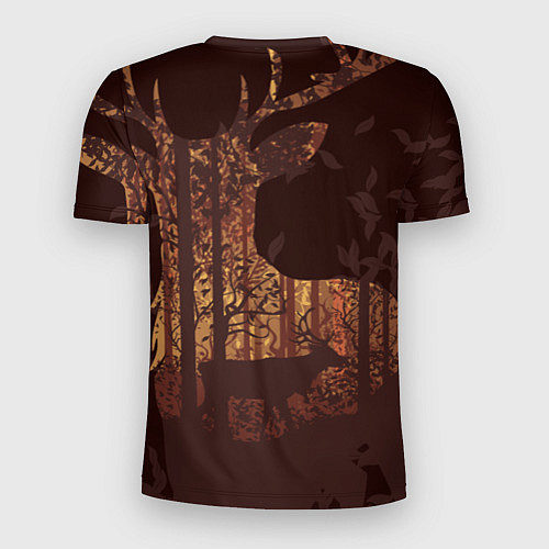 Мужская спорт-футболка Силуэт оленя с осенним лесом / 3D-принт – фото 2