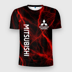 Футболка спортивная мужская Mitsubishi красные молнии, цвет: 3D-принт