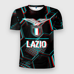 Мужская спорт-футболка Lazio FC в стиле glitch на темном фоне