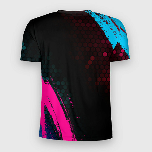 Мужская спорт-футболка Quake - neon gradient: надпись, символ / 3D-принт – фото 2