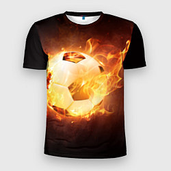 Мужская спорт-футболка Футбольный мяч огонь