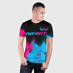 Футболка спортивная мужская Infiniti - neon gradient: символ сверху, цвет: 3D-принт — фото 2