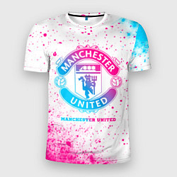 Мужская спорт-футболка Manchester United neon gradient style