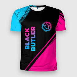 Мужская спорт-футболка Black Butler - neon gradient: надпись, символ