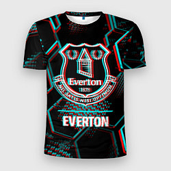 Футболка спортивная мужская Everton FC в стиле glitch на темном фоне, цвет: 3D-принт