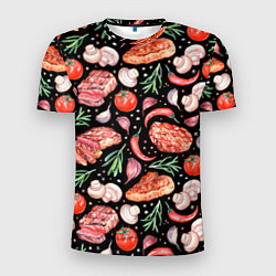Мужская спорт-футболка Мясо, помидоры, шампиньоны