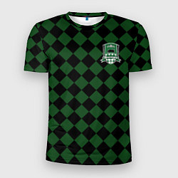 Мужская спорт-футболка Краснодар черно-зеленая клетка