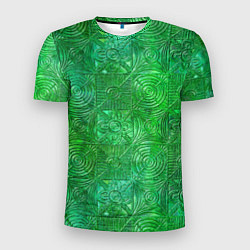 Мужская спорт-футболка Узорчатый зеленый стеклоблок имитация