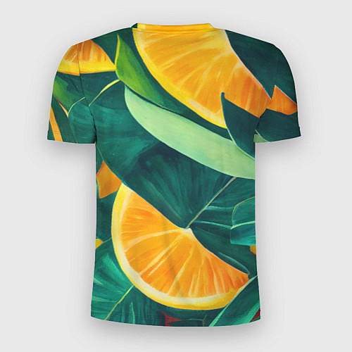 Мужская спорт-футболка Листья монстеры и дольки апельсинов / 3D-принт – фото 2