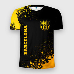 Мужская спорт-футболка Barcelona - gold gradient: надпись, символ