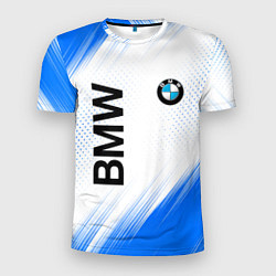 Мужская спорт-футболка Bmw синяя текстура