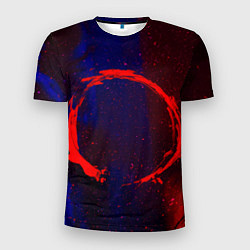 Мужская спорт-футболка Синий и красный абстрактный дым и краски