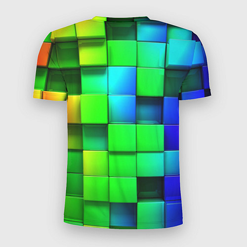 Мужская спорт-футболка Цветные неоновые кубы / 3D-принт – фото 2
