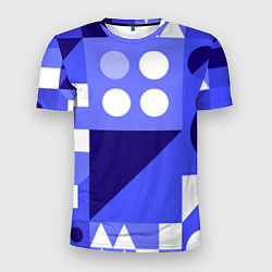 Мужская спорт-футболка Геометрические синие, фиолетовые и белые фигуры