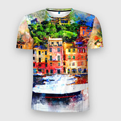 Мужская спорт-футболка Картина красочный город