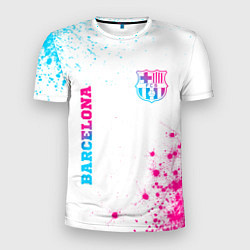 Мужская спорт-футболка Barcelona neon gradient style: надпись, символ