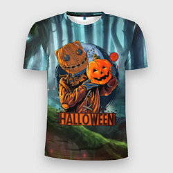 Мужская спорт-футболка Хэллоуин - убийца и тыква