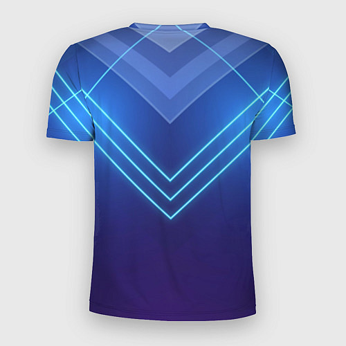 Мужская спорт-футболка Глубокий синий с неоновыми полосами / 3D-принт – фото 2