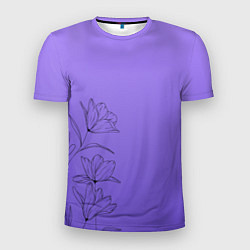 Мужская спорт-футболка Красивый фиолетовый градиент с цветами