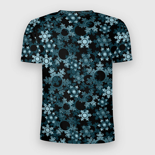 Мужская спорт-футболка Новогодний рождественский темно синий узор со снеж / 3D-принт – фото 2