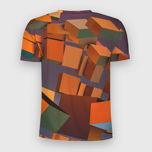 Мужская спорт-футболка Множество оранжевых кубов и фигур / 3D-принт – фото 2