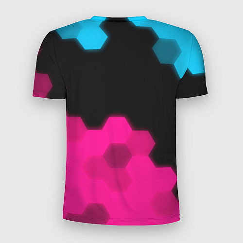 Мужская спорт-футболка Suzuki - neon gradient: символ сверху / 3D-принт – фото 2