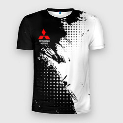 Мужская спорт-футболка Mitsubishi - черно-белая абстракция
