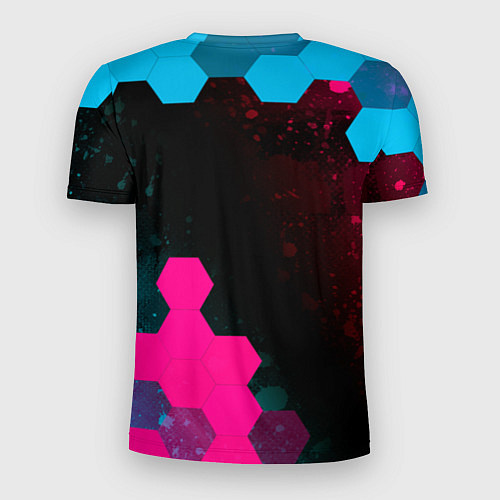 Мужская спорт-футболка Skoda - neon gradient: надпись, символ / 3D-принт – фото 2