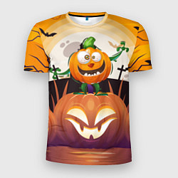 Мужская спорт-футболка Веселая тыква хэллоуин