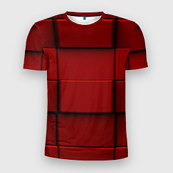 Мужская спорт-футболка Абстрактная красные кубики-стена