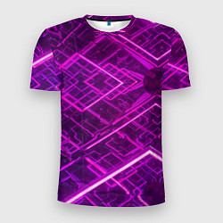 Футболка спортивная мужская Абстрактные геометрические фиолетовые объекты, цвет: 3D-принт