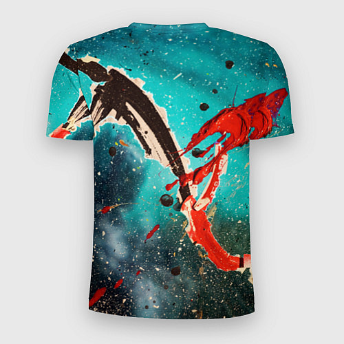 Мужская спорт-футболка Голубой туман и брызки красок / 3D-принт – фото 2