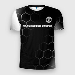Футболка спортивная мужская Manchester United sport на темном фоне: символ све, цвет: 3D-принт