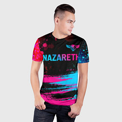 Футболка спортивная мужская Nazareth - neon gradient: символ сверху, цвет: 3D-принт — фото 2