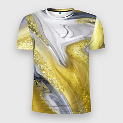 Футболка спортивная мужская Благородный серо-золотой мрамор, цвет: 3D-принт