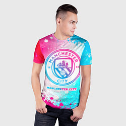 Футболка спортивная мужская Manchester City neon gradient style, цвет: 3D-принт — фото 2