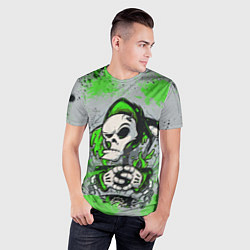 Футболка спортивная мужская Slipknot скелет green, цвет: 3D-принт — фото 2