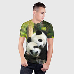 Футболка спортивная мужская Влюблённые панды, цвет: 3D-принт — фото 2