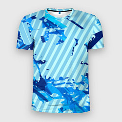 Футболка спортивная мужская Синие линии, цвет: 3D-принт