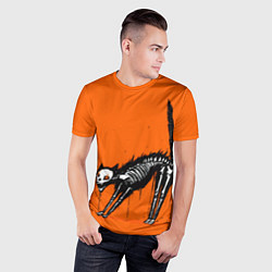 Футболка спортивная мужская Котик скелетик - Хеллоуин, цвет: 3D-принт — фото 2
