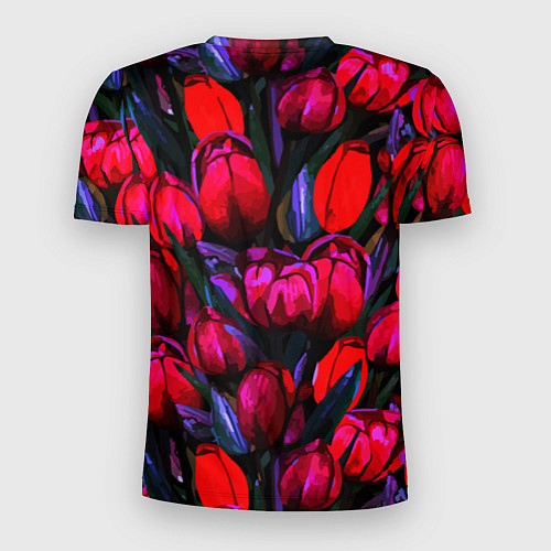 Мужская спорт-футболка Тюльпаны - поле красных цветов / 3D-принт – фото 2