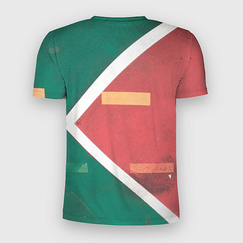 Мужская спорт-футболка Абстрактная красная и зелёная поверхность с линиям / 3D-принт – фото 2