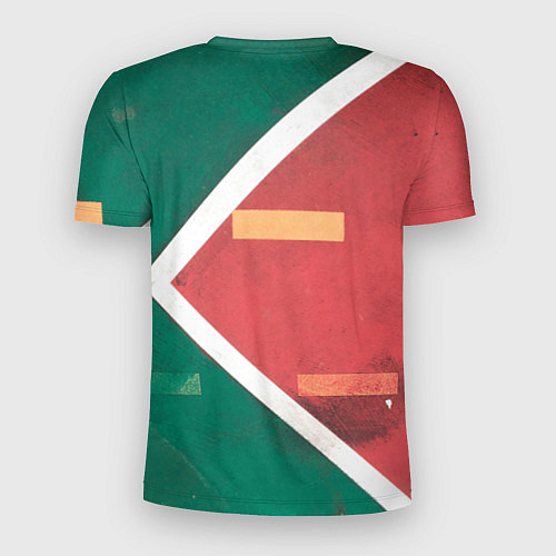 Мужская спорт-футболка Абстрактная красная и зелёная поверхность с линиям / 3D-принт – фото 2