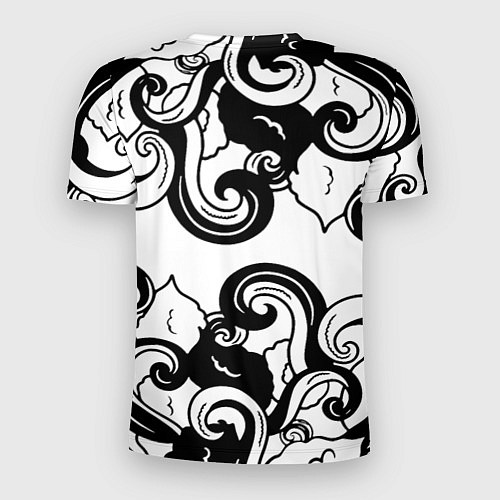 Мужская спорт-футболка Черные волнистые узоры на белом / 3D-принт – фото 2
