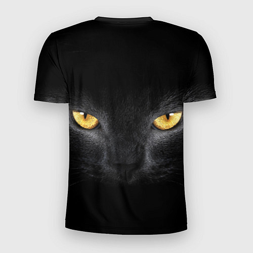 Мужская спорт-футболка Чёрная кошка с оранжевыми глазами / 3D-принт – фото 2