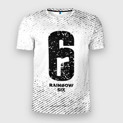 Мужская спорт-футболка Rainbow Six с потертостями на светлом фоне