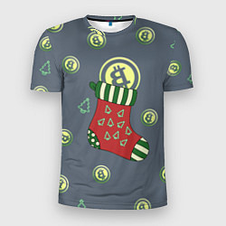 Мужская спорт-футболка Christmas funny bitcoin