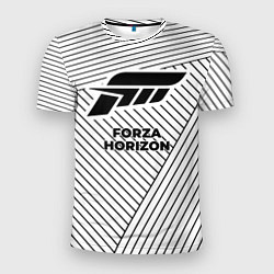 Мужская спорт-футболка Символ Forza Horizon на светлом фоне с полосами